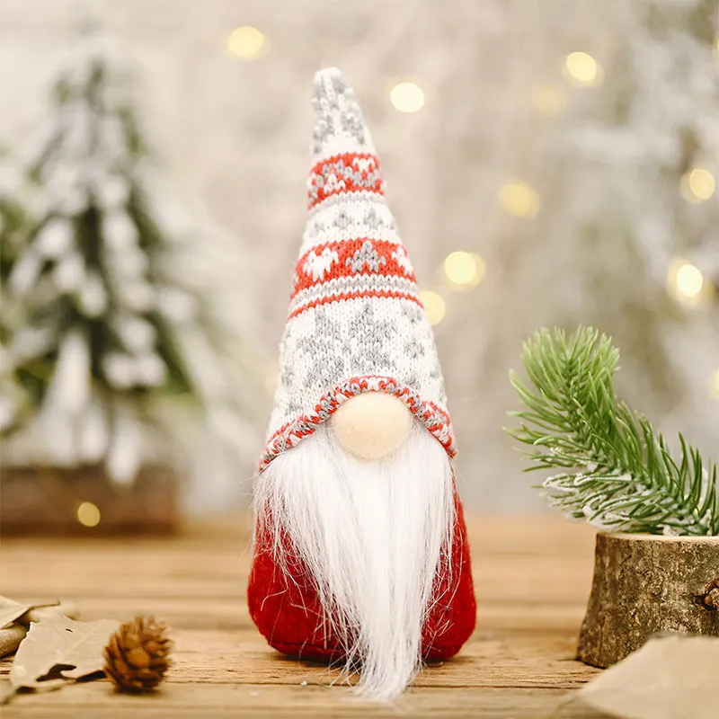 

New Style Forest Faceless Old Man Stuffed Doll Knitted Snowflake Hat Dwarf Doll For Christmas Decoration