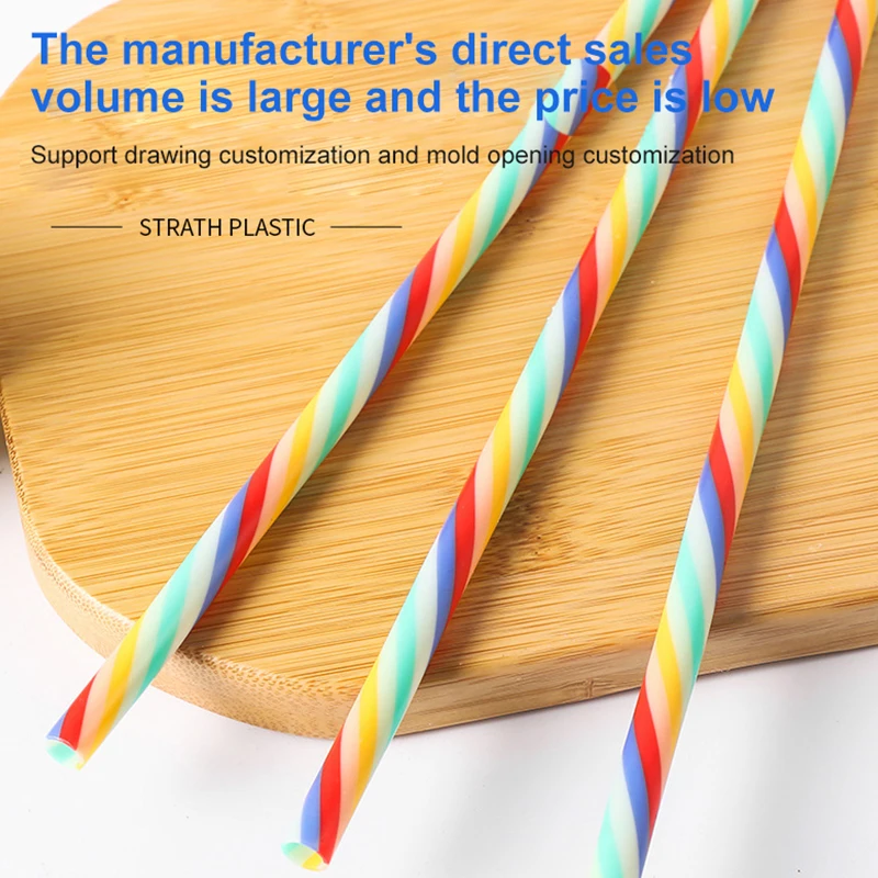 

Reusable Rainbow Cocktail Straw Flexible Drinking Straws Thick Spiral Mixed Color Party Bar Club DIY Drink Straw Bar Accessories