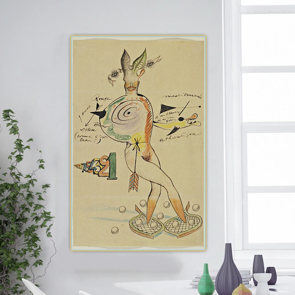 Картина Жанна Миро Обнаженное шоу сюрреалистичная картина маслом на холсте