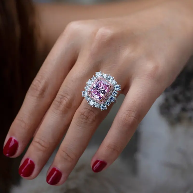 

Jazaz Luxury 100% 925 Sterling Silver Sparkling Topaz Aquamarine High Carbon Wedding Rings Women Party Fine Jewelry Gift B0324