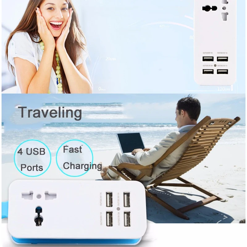 Сетевая розетка с 4 USB-портами и поддержкой быстрой зарядки | Электроника