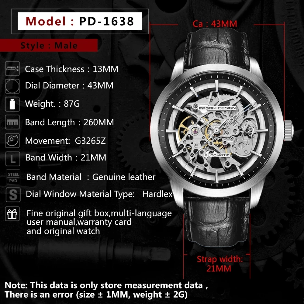 

2020 PAGANI DESIGN Top Brand Fashion Men's Watch Automatic Machine Clock Mechanical Skeleton 100 Waterproof Leather Sports Watch