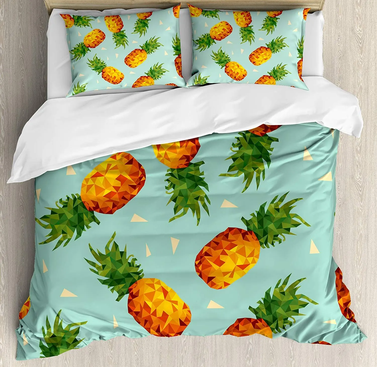 

Retro Bedding Set Poly Style Pineapples Motif Vintage Beach Summer Modern Illustration Duvet Cover Pillowcase Bedclothes Bed Set