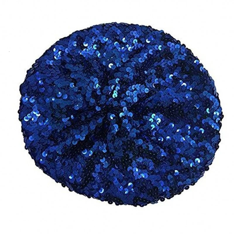 royalblue Женская шляпа с пайетками блестящий костюм Джаз блеск Танец берет круглая Кепка Дамская мода Аксессуары Шапочка - Цвет: royalblue
