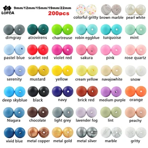 LOFCA 200 шт., силиконовые бусины для прорезывания зубов, 9 мм, 12 мм, 15 мм, 19 мм, 22 мм
