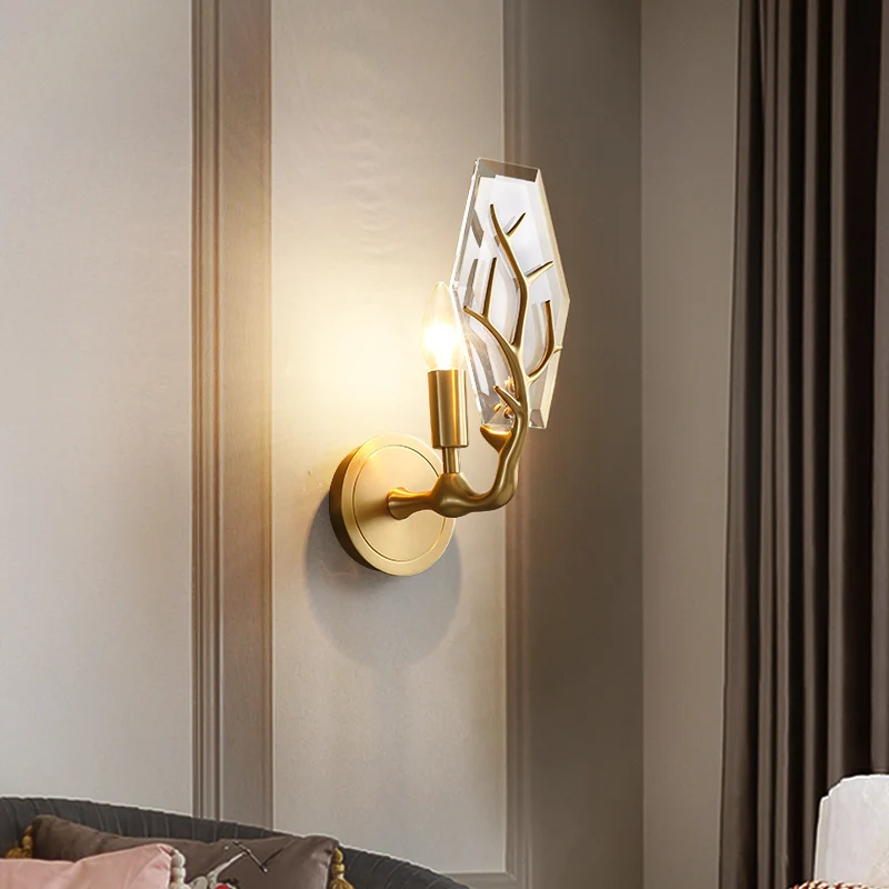 Современные хрустальные золотые настенные лампы прикроватные светильники для