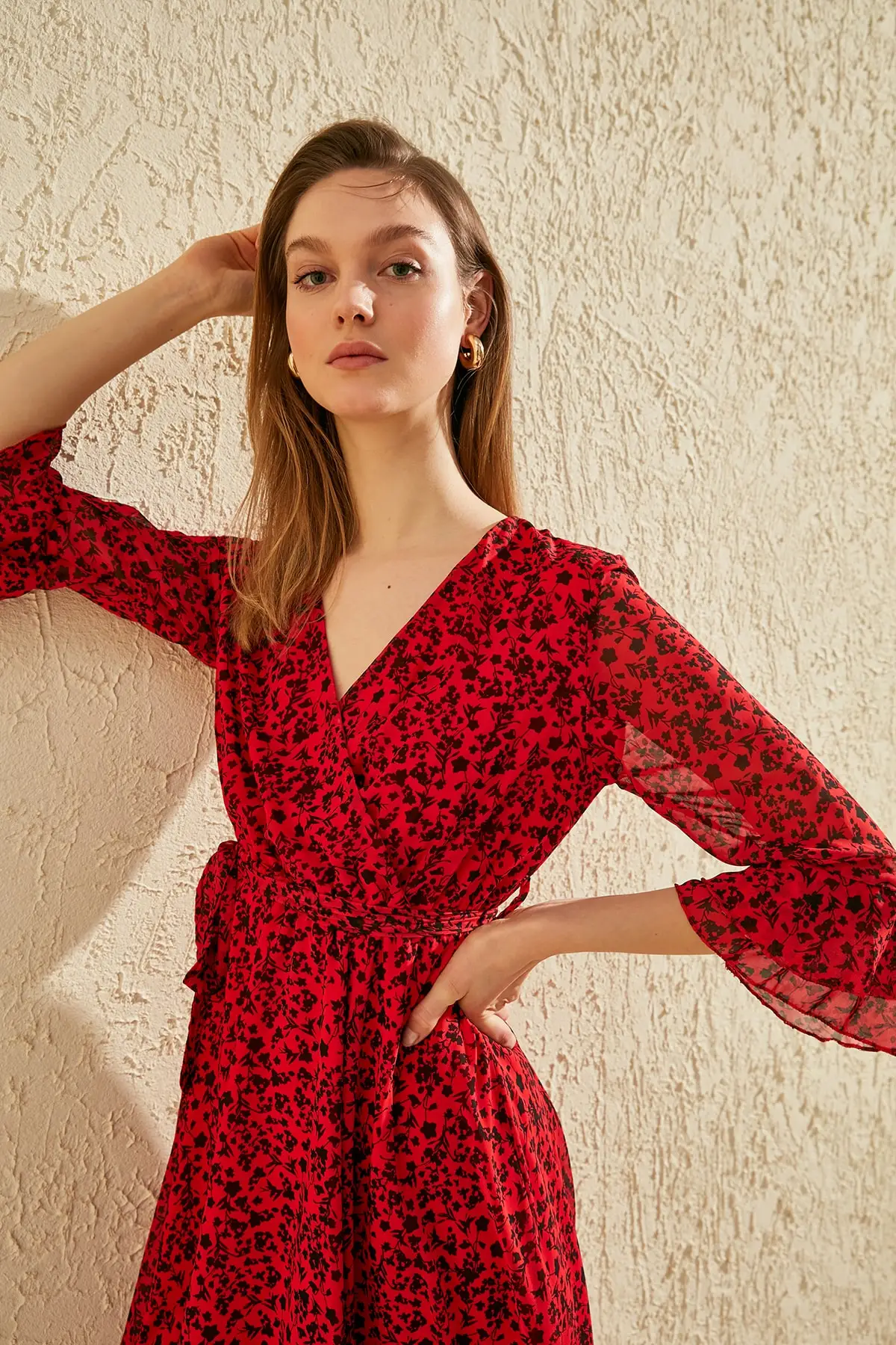 Платье с цветочным принтом и поясом TWOSS19ST0076|Женские платья| |