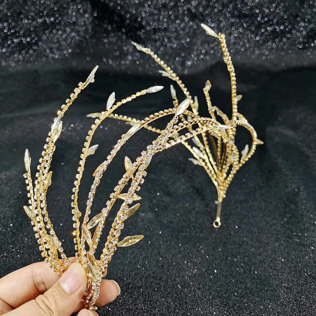 

Baroque Crystal Rhinestone Tassel Leaf Hairband Women Bridal Wedding Tiara Hair Accessories Crown Hairwear Jewelry