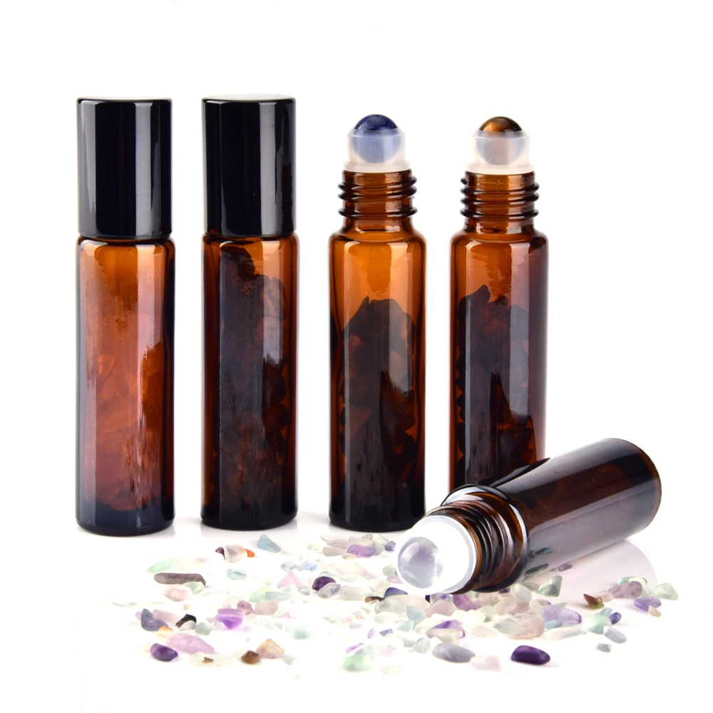 10 шт. портативный ролик из янтарного стекла роллер бутылочки для эфирного масла
