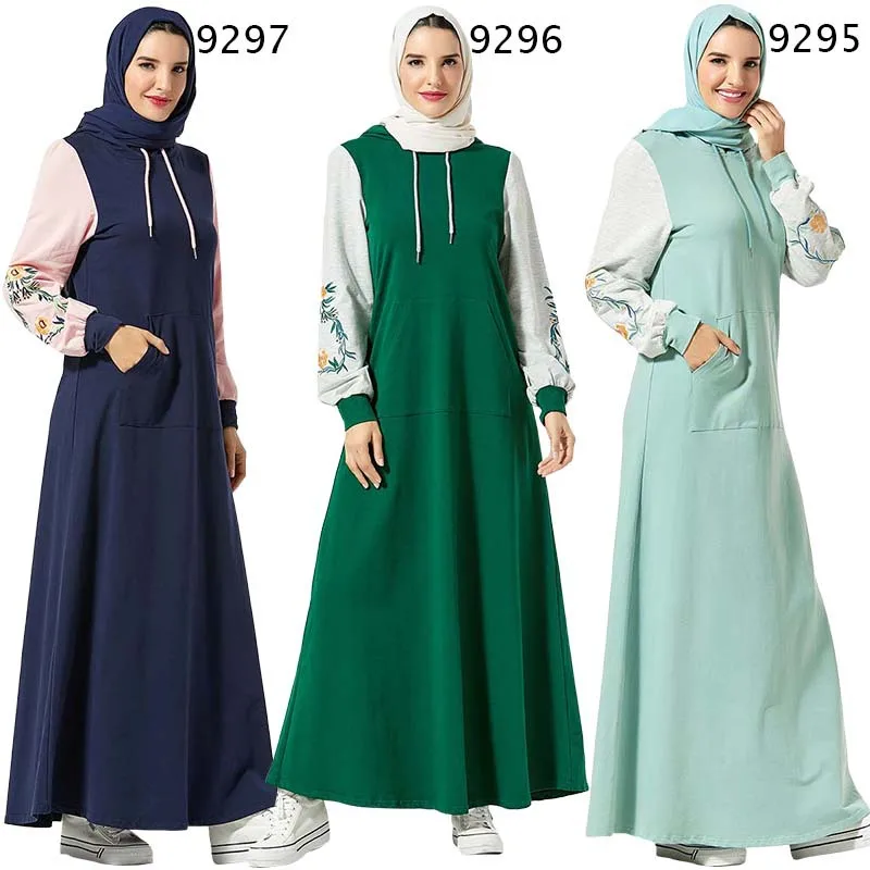 Элегантные толстовки Абая с вышивкой, мусульманское платье макси, длинные платья, кимоно, Ближний Восток, ИД Рамадан, Исламская одежда