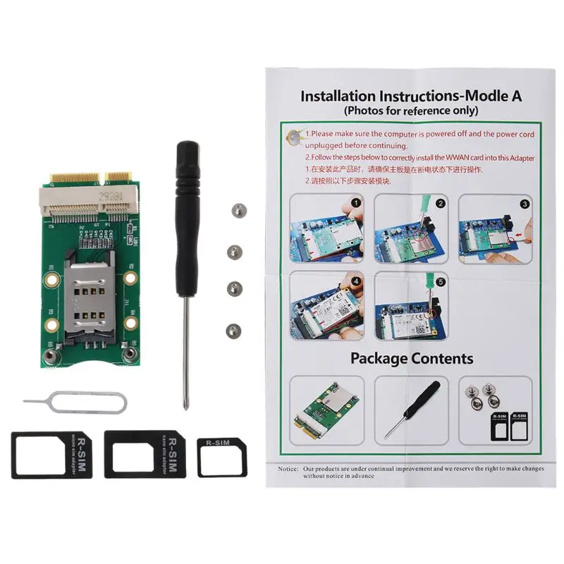 

Мини-адаптер PCI-E со слотом для SIM-карты для карты 3G/4G WWAN LTE GPS мини-адаптер PCI-e