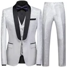 Весна-Осень 2021, мужской повседневный деловой костюм с цветочным принтом, комплект из трех предметовмужская куртка, брюки, жилет, брюки, жилет