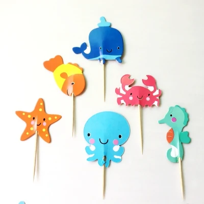 Happy Birthday Banner Animal Lion Cake Topper Kid Birthday Party Ocean Wild Animal Jungle Party Supplies Children's Day Gifts - Цвет: cake topper3