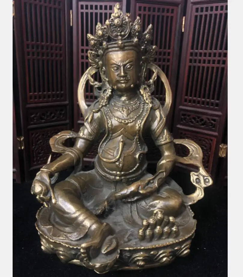 

China archaize brass Tibetan god of wealth Buddha crafts statue