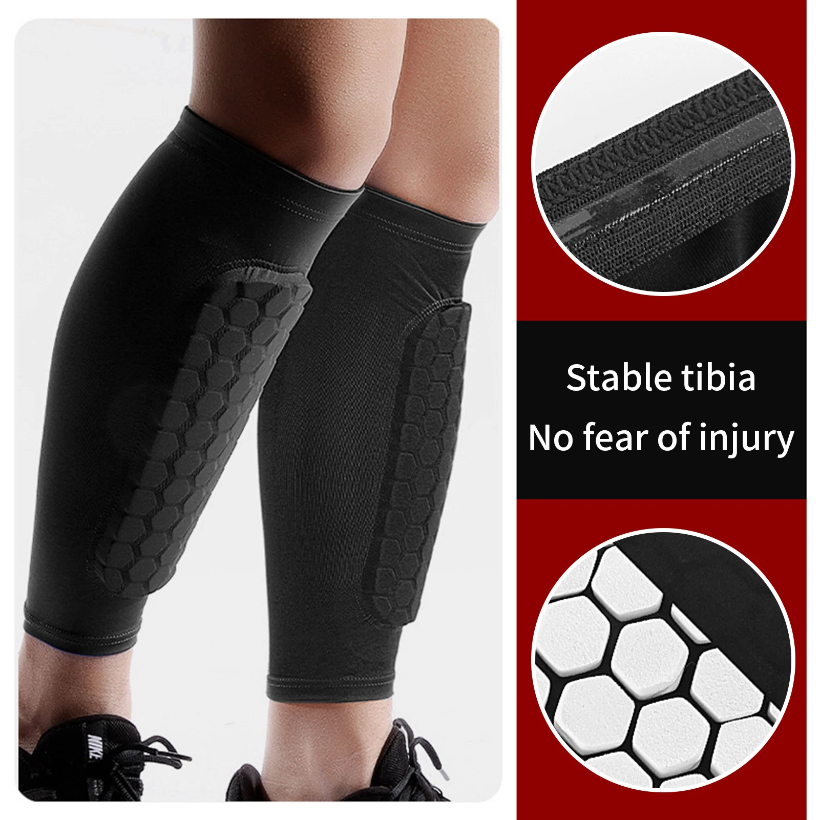 

1 PCS Sports Shin Guard Shin Pads Honeycomb Crash Pad Calf Compression Sleeve Professional Legging For Sport Soccer Accessories