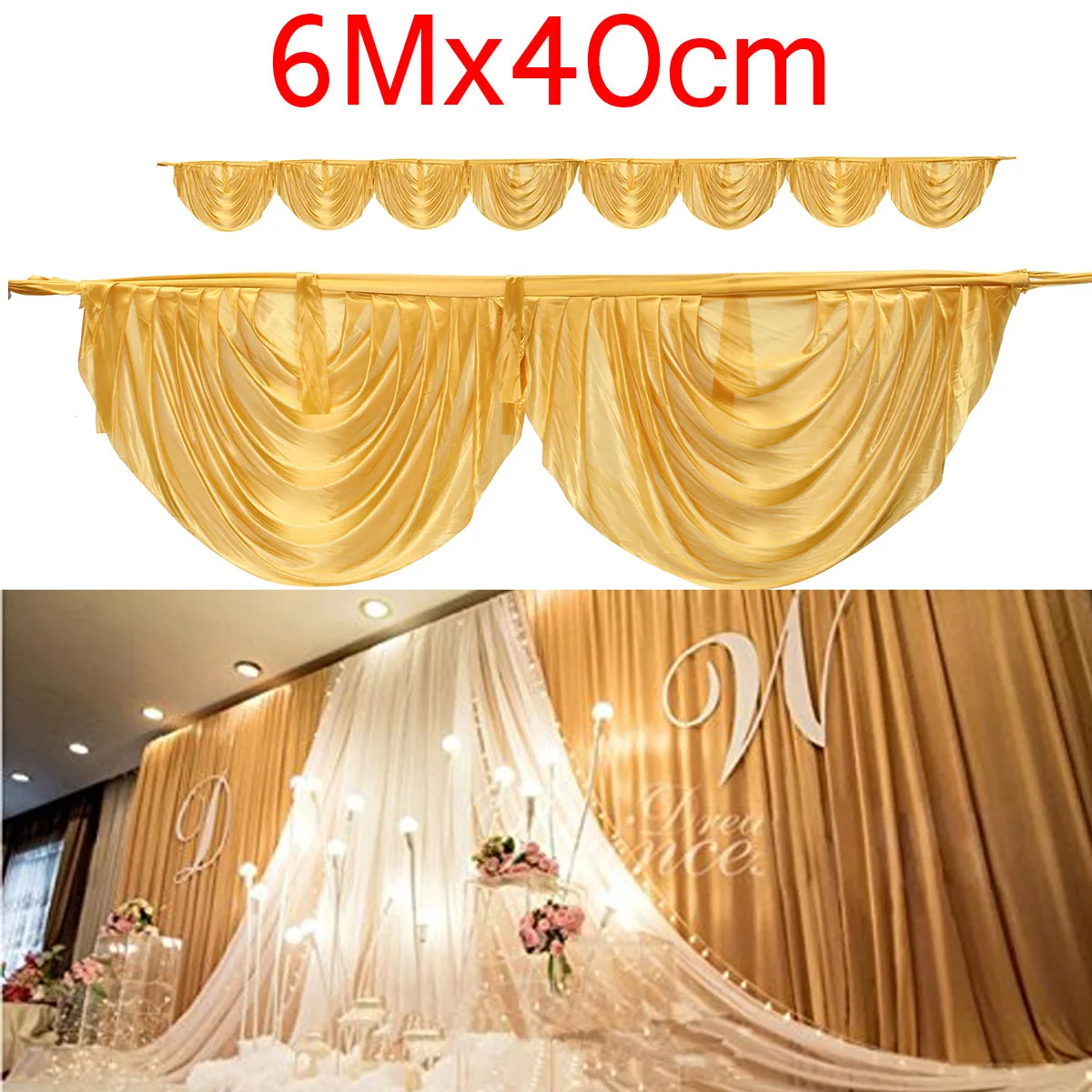 

600x40cm/300x40 cm Good Quality Ice Silk Drape Swag Decoration For Event Party Wedding Backdrop Curtain Stage Background
