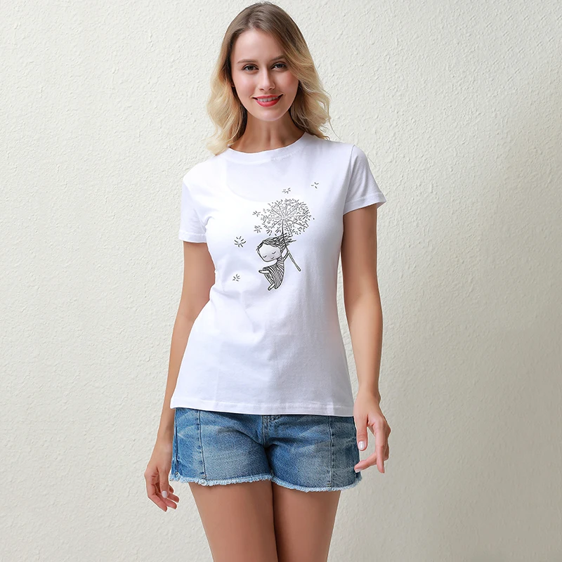 

Футболка женская свободного покроя, удобный модный топ с мультяшным принтом персонажа, на лето