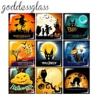 Новый Хэллоуин ведьма кошки тыква 12 мм20 мм25 мм30 мм квадратный фото стекло кабошон демонстрация плоская задняя часть