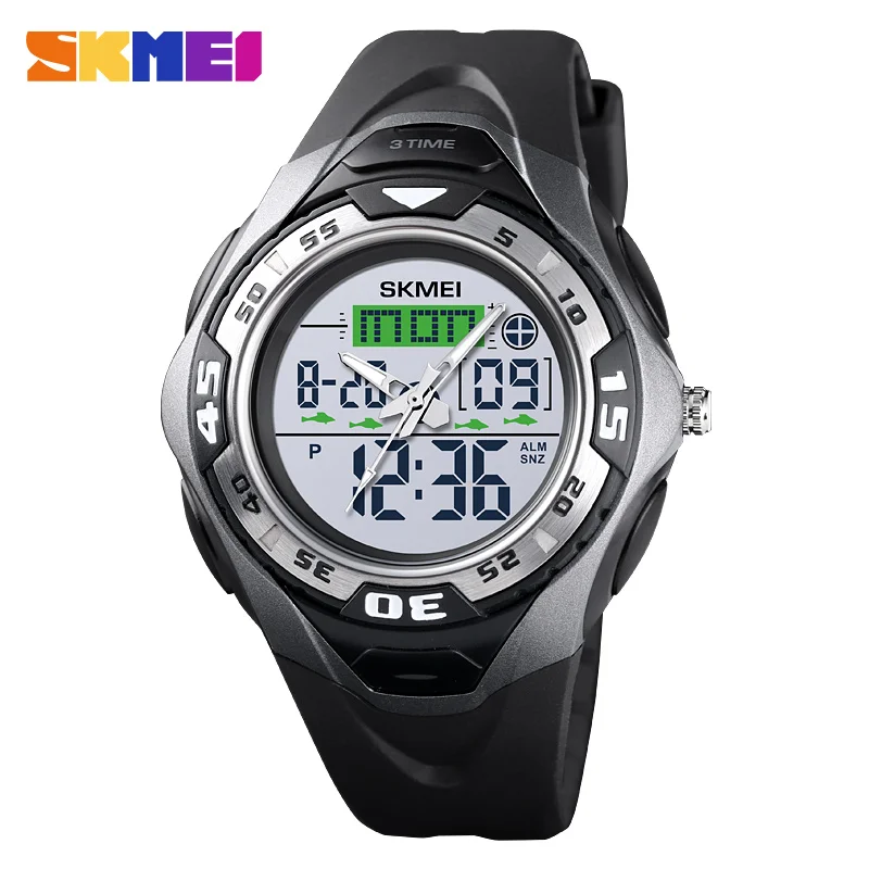 gray black SKMEI спортивные часы мужские цифровые водонепроницаемые военные часы мужские часы с будильником 3 времени светящиеся наручные часы для улицы Relogio Masculino - Цвет: gray black