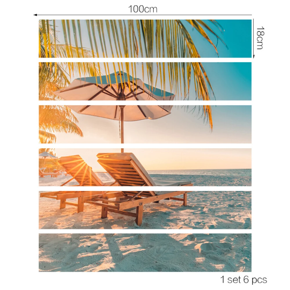 6 шт. 3D Пляжный Пейзаж Стикеры для лестницы самоклеющиеся съемные стояк пол