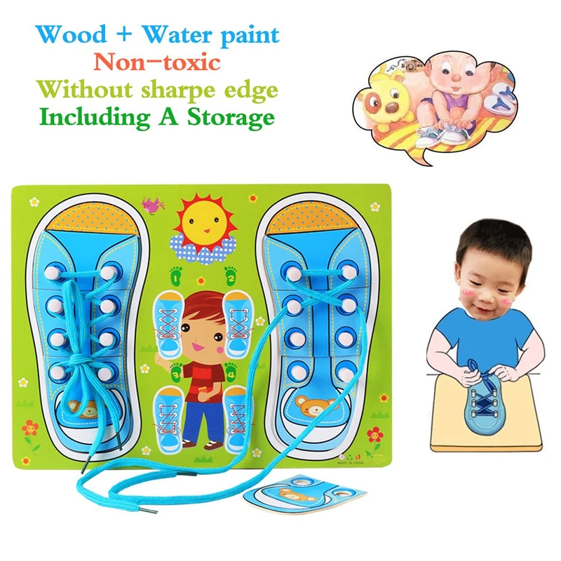 Детские обучающие игрушки Монтессори Обучающие как завязывать шнурки