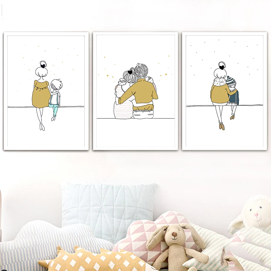 Модульная настенная Картина на холсте счастливая семья минимализм любовь цитаты