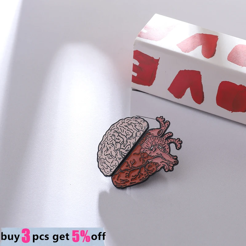 Прямая поставка булавки для мозга и сердца медицинская анатомия брошь сердце