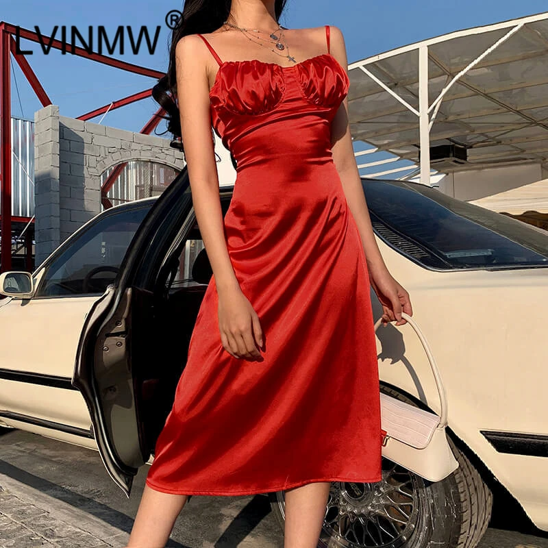 Женское платье без рукавов LVINMW весеннее облегающее на тонких бретельках с