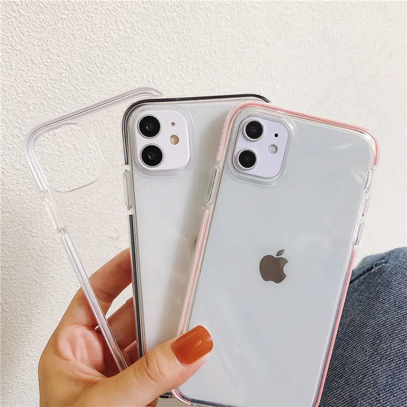 

Contrasting border for iphone 11 case 11X/XR 7p/8p XS MAX mobile phone case silicone transparent soft drop-proof
