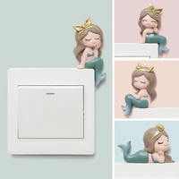 mermaid switch stickers 3d resin cartoon socket decorative sticker paster fish princess kid room home decorations