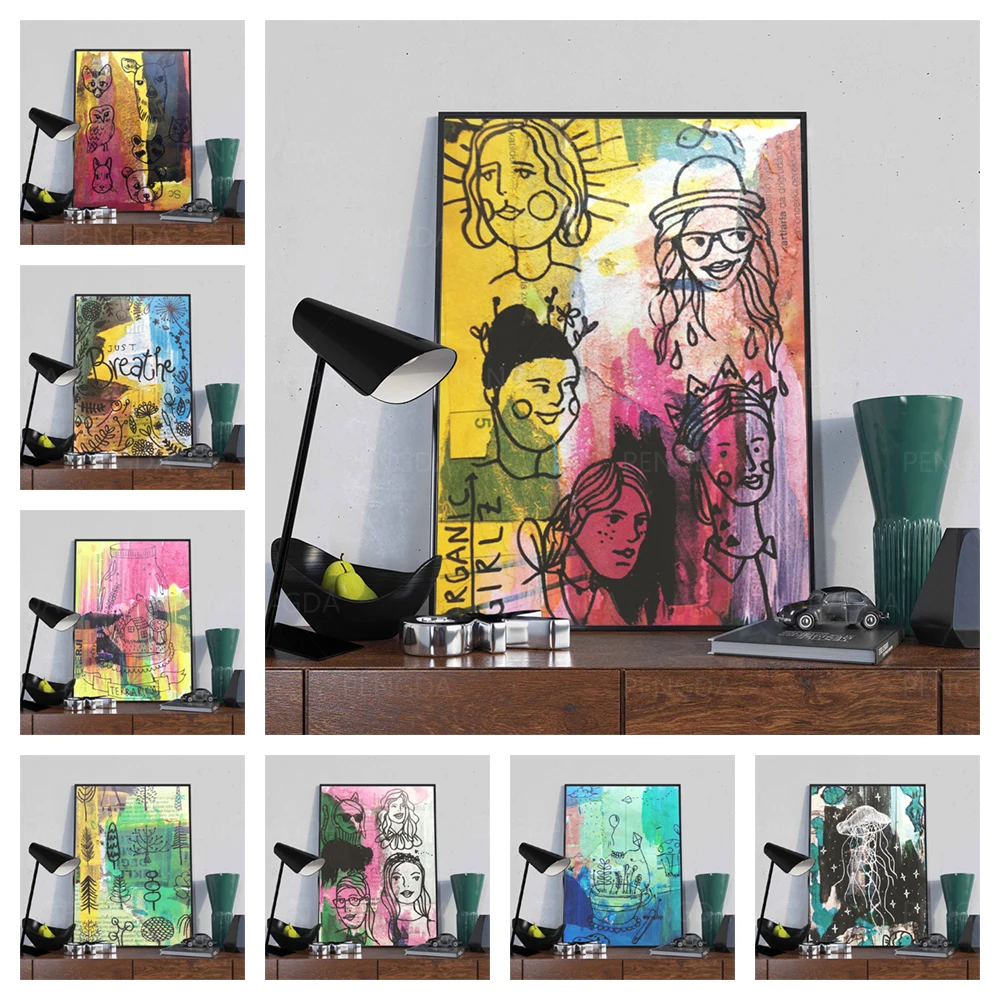 

Wall Art HD Prints Line Home Decoration Graffiti Poster Minimalist Pictures Flower Canvas Paintings For Living Room No Framework