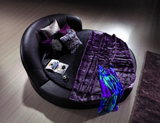 Круглая оправа для кровати кожаная мебель спальни|Кровати| |