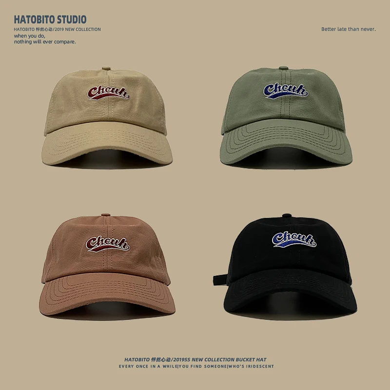 

Japanese all-match black baseball cap female summer art retro street overalls cap male soft top letter cap summer hats for women