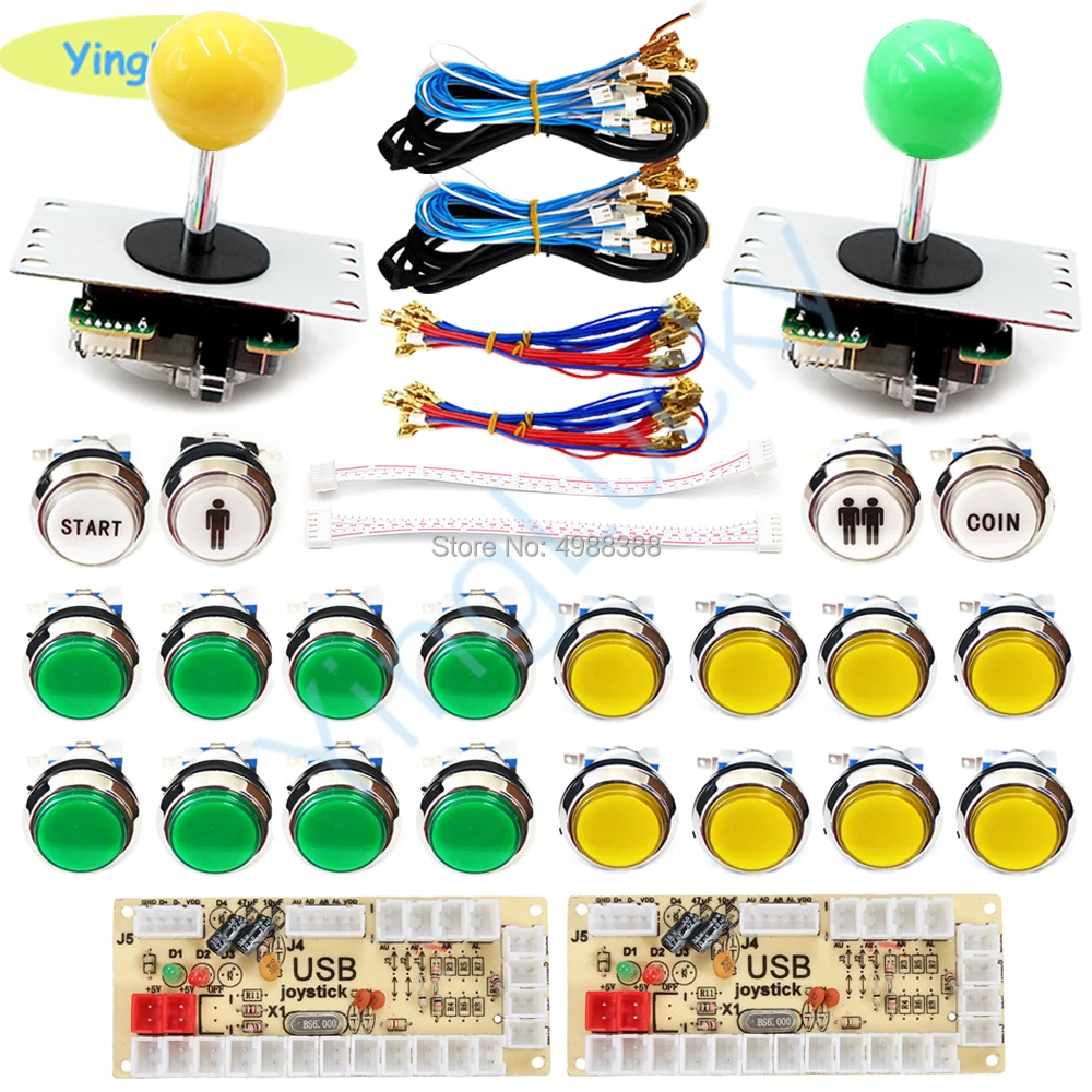 Аркады Джойстики 2 игроков DIY Kit Zero Delay USB энкодер sanwa Джойстик 33 мм светодиодный PC