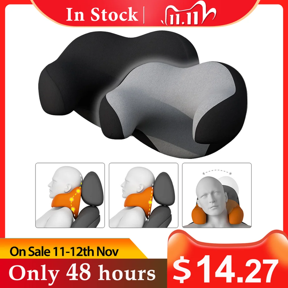 

Car Headrest Pillow Car Seat U-shaped Memory Foam Neck Pillows Detachable Head Neck Soft Cushion Pillow Head Support
