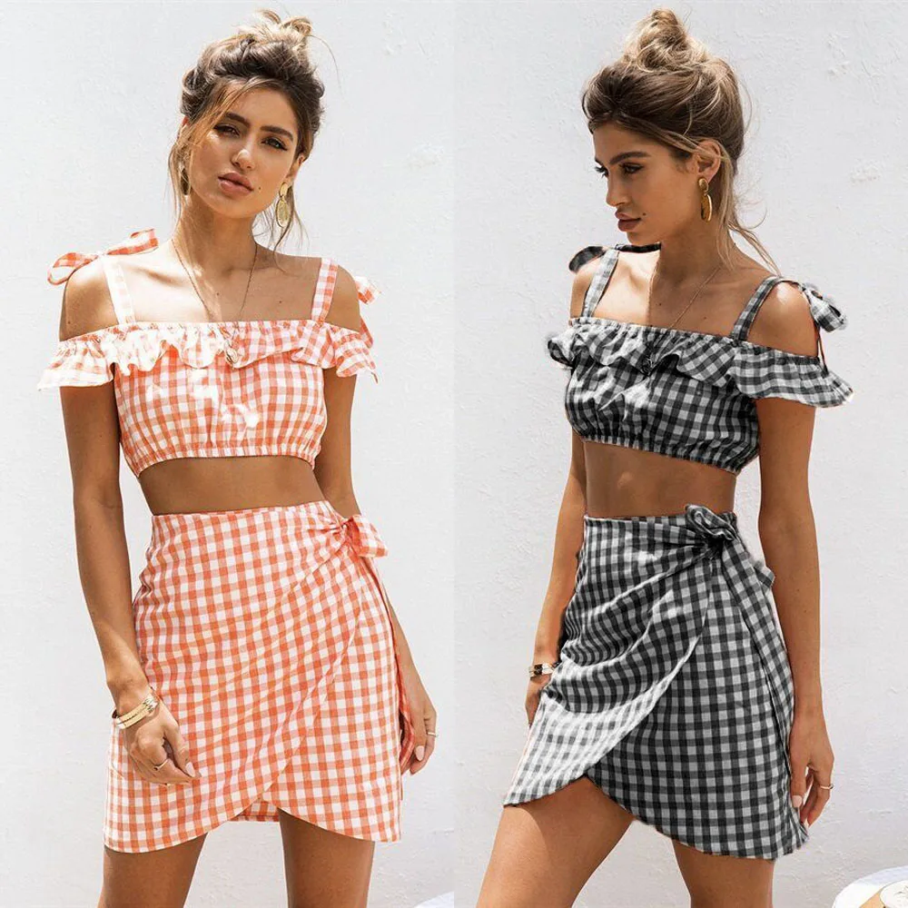 Женская одежда юбка пляжные вечерние наряды комплект из 2 предметов черный