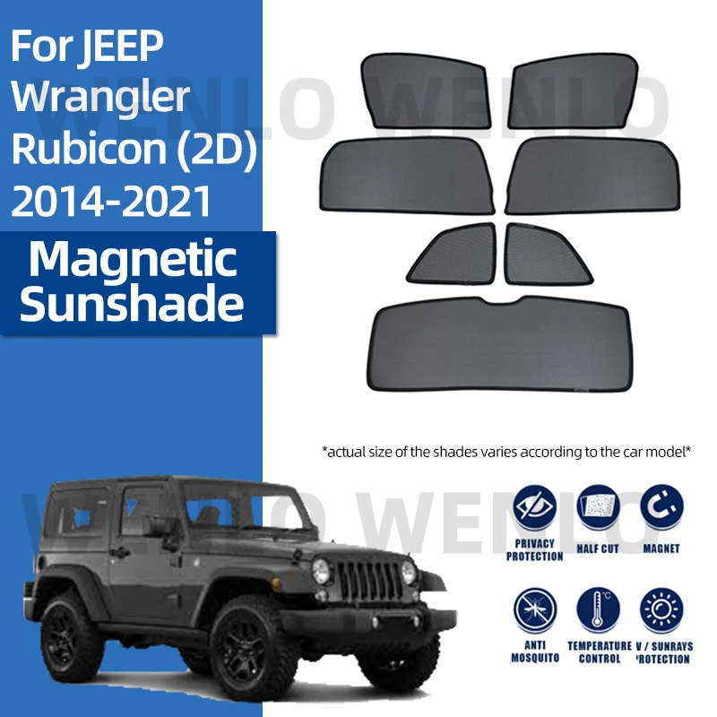 

For JEEP Wrangler Rubicon 2D 2014-2021 Magnetic Mesh Windscreen Curtain Protective Sunshade Car Visor Nylon Net Windshield Shade