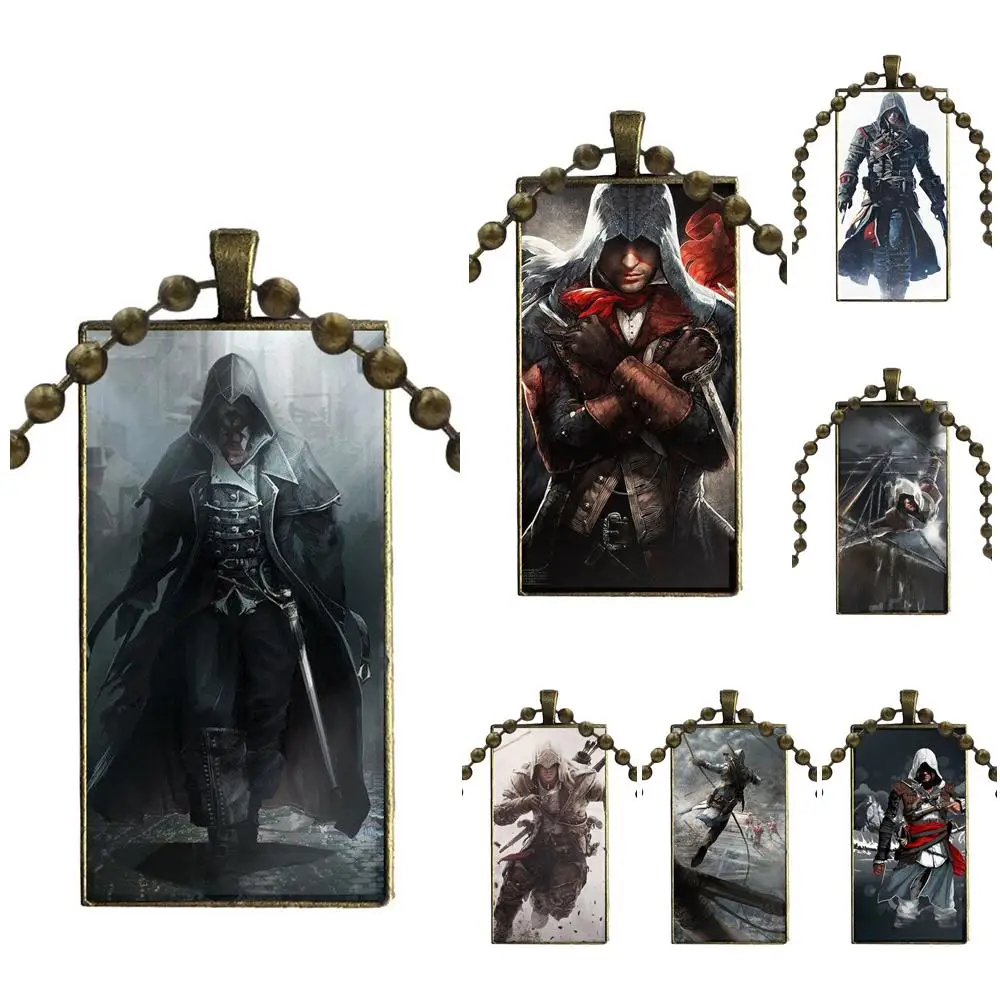 Череп Assassins Creed Чехол для мобильного телефона модный стеклянный подвесной брелок