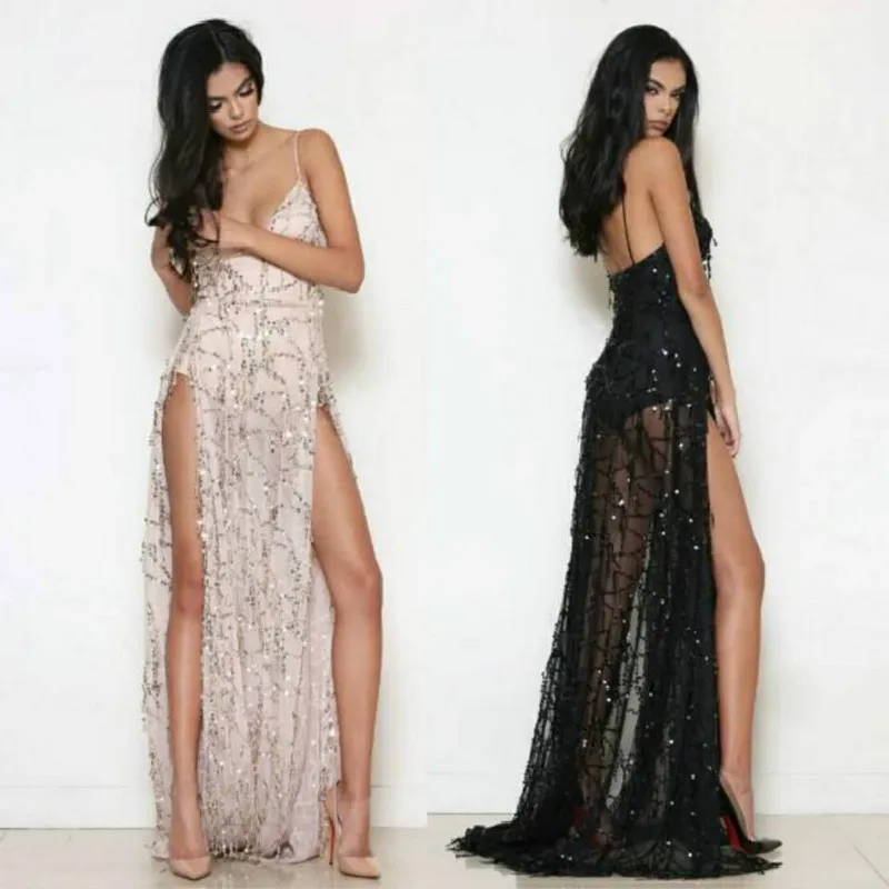 MIOFAR Для женщин тяжелый металл длинное платье с пайетками и бахромой вечерние