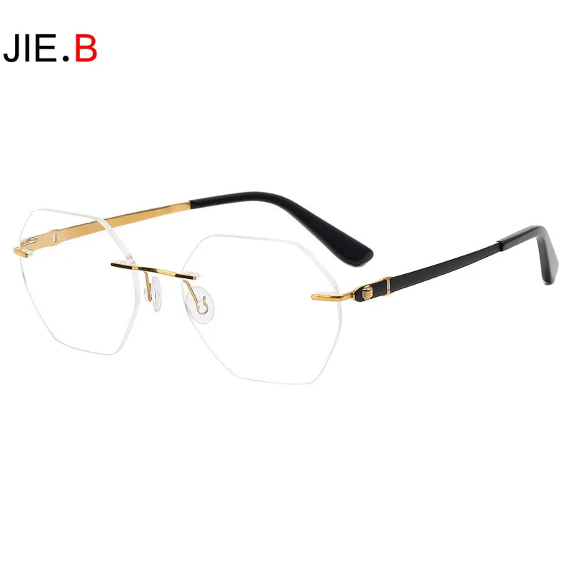 

The New Titanium Ultra-Light Irregular Rimless Mirror Male Business Casual Flat Mirror With Prescription Mirror For Myopia