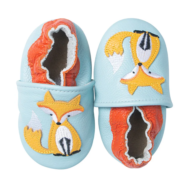

Newborn Baby Shoes Boy Soft Genuine Leather Girl Anti-slip Baby Shoes cartoon Fox Pattern Baby Moccasins First Walkers 0-24M