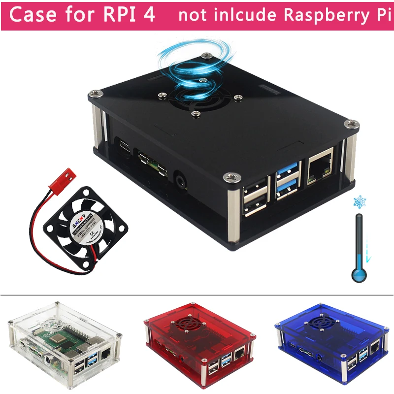 Новый акриловый чехол Raspberry Pi 4 Model B черный синий красный прозрачный корпус