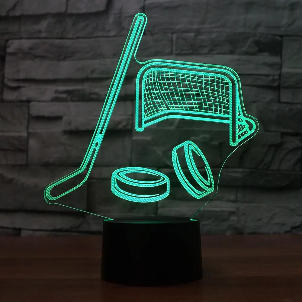 Хоккей моделирование 3D светодиодный RGB Ночник светильник 7 цветов Изменение