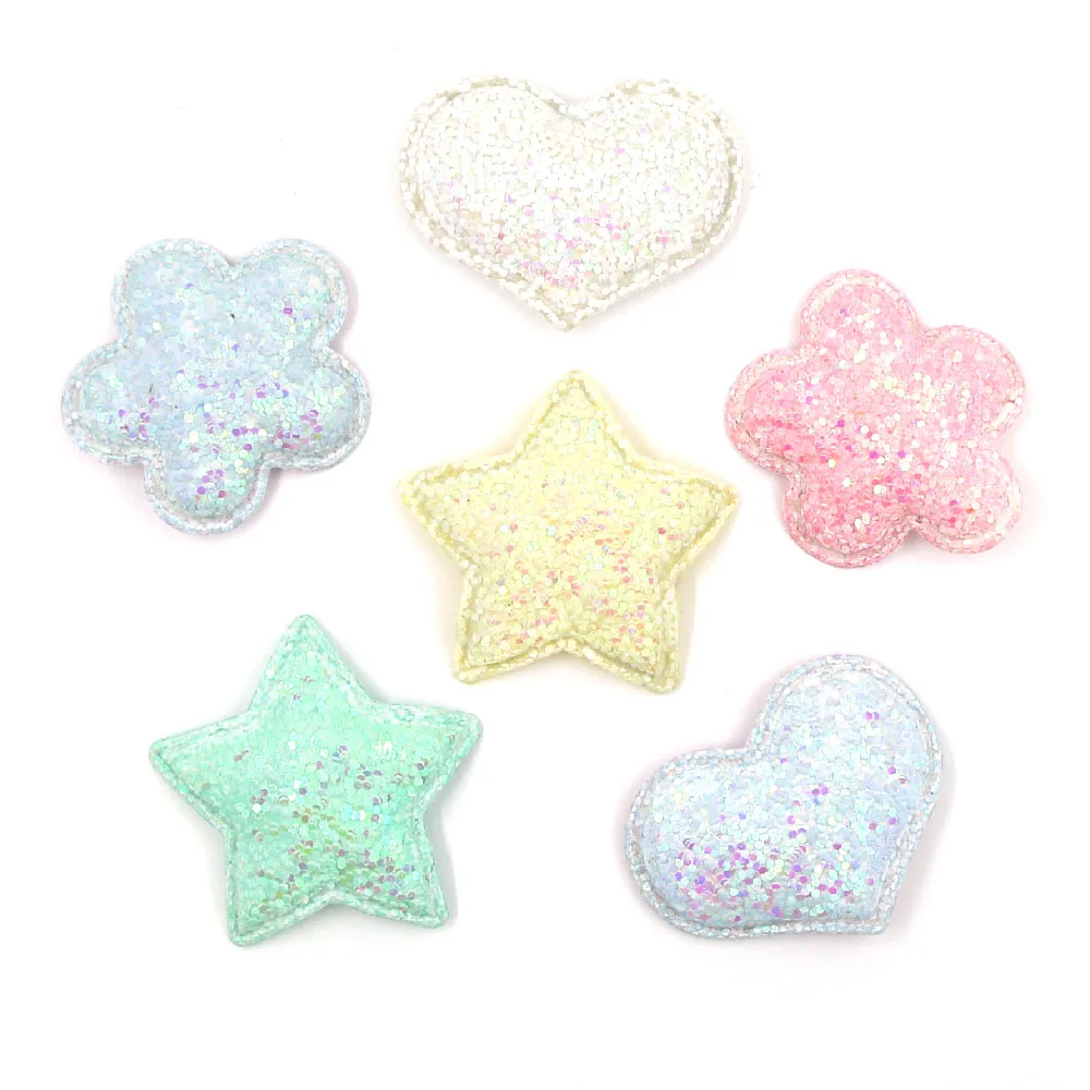 10 шт. красочные блестящие нашивки в форме сердца/звезды/цветка кавайная Мягкая