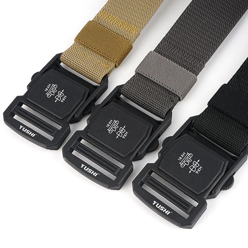 Ремень тактический Мужской ремень без металлической вставки с пряжкой для