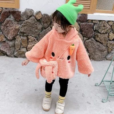 New 3-7 years old children's clothing winter girls baby fashion comfortable cute hooded long ears rabbit coat to send bags tide | Мать и