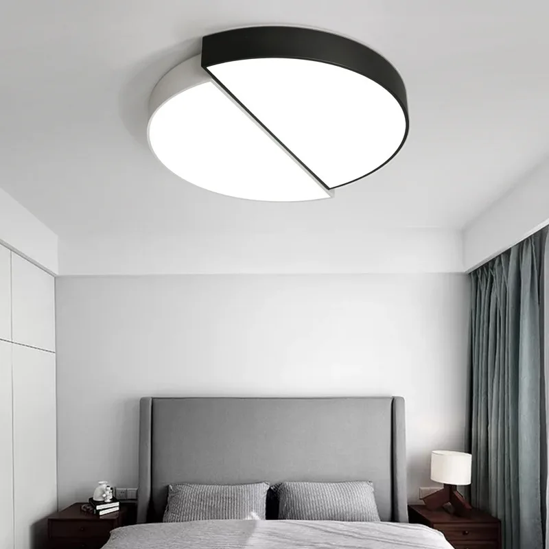 Простой светодиодный потолочный светильник персонализированные Черный и белый