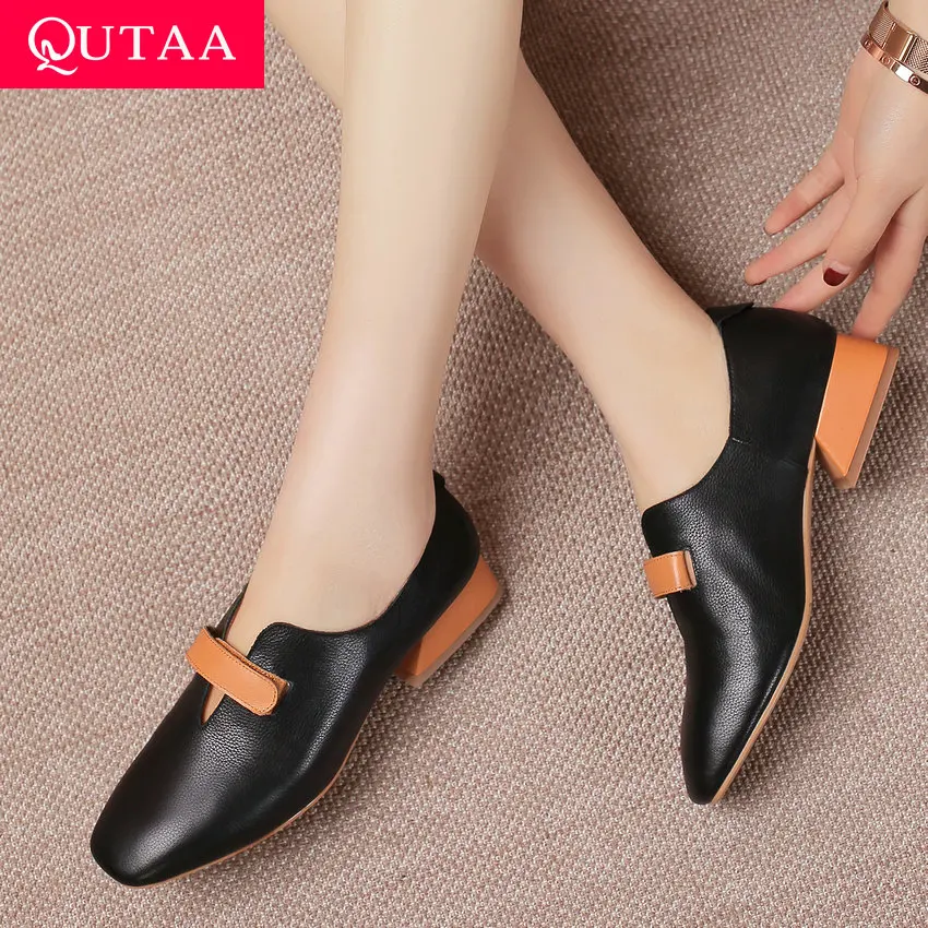 Женские туфли-лодочки QUTAA из коровьей кожи и искусственной на платформе