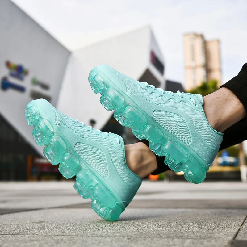 Мужские кроссовки с прозрачной резиновой подошвой для бега увеличивающие рост