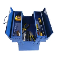 iron suitcase tools box professional complete toolbox empty metal side opening double handle storage three dipper